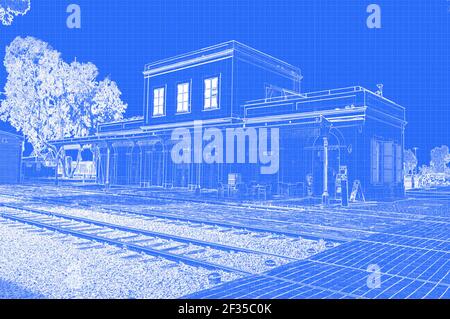 Immagine migliorata digitalmente di Israele, Tel Aviv, neve Tzedek, complesso Hatachana, una stazione ferroviaria ottomana ristrutturata che è stata originariamente costruita per servire Jaf Foto Stock