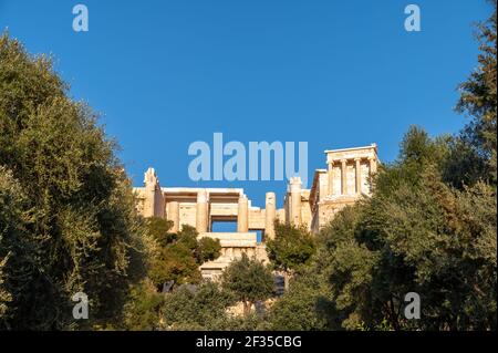 L'ingresso e Ptopylaea dell'Acropoli di Atene, Grecia Foto Stock