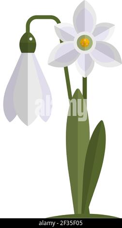 Illustrazione dell'icona della pianta del vettore della molla del fiore di Snowdrop Illustrazione Vettoriale