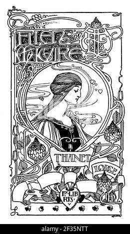 Design di una libreria per Ellen Maguire, di Harold Nelson, in stile Art Nouveau Thanet Lodge Foto Stock