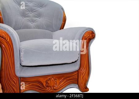 Mobili d'epoca: Sedia reclinabile in tessuto, su sfondo chiaro Foto Stock