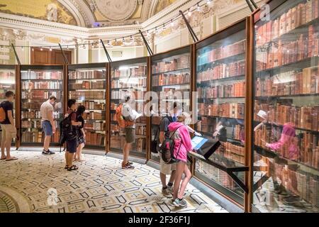 Washington DC, Library of Congress, Thomas Jefferson Memorial Building Southwest Pavilion, ricreato Thomas Jefferson Personal Library libri scaffali Foto Stock