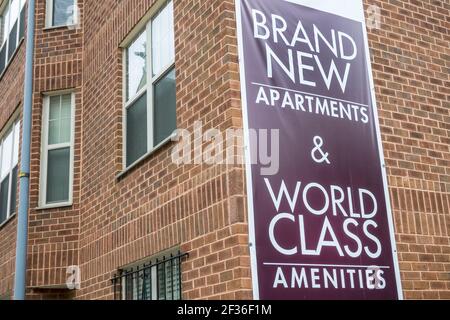 Washington DC, Logan Circle, affitto di quartiere nuovi appartamenti segno di classe mondiale amenità, Foto Stock