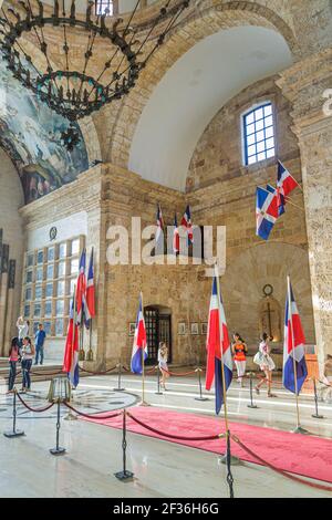 Santo Domingo Repubblica Dominicana, Ciudad Colonia zona Colonial, Calle Las Damas Panteon de la Patria Nacional Pantheon, monumento sepoltura tom Foto Stock