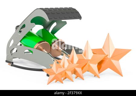 Valore nominale cliente della pompa aria a pedale ad alta pressione. Rendering 3D isolato su sfondo bianco Foto Stock