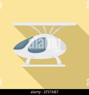 Icona futuristica di taxi senza equipaggio, stile piatto Illustrazione Vettoriale