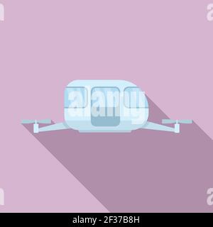 Icona della cabina di taxi senza equipaggio, stile piatto Illustrazione Vettoriale