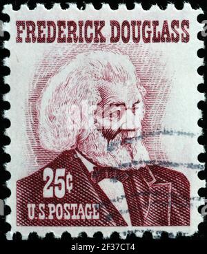 L'abolizionista Frederick Douglass su francobollo americano d'epoca Foto Stock