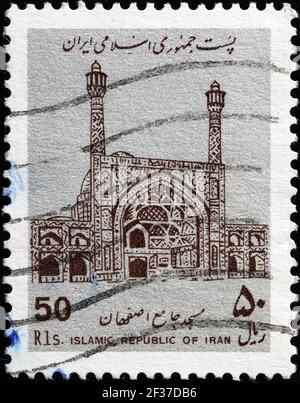 Antico edificio islamico sul francobollo iraniano Foto Stock