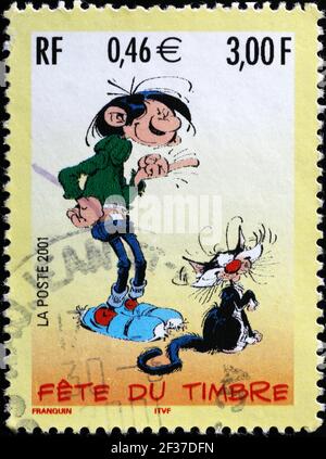 Cartoon Gaston sul belga francobollo Foto Stock