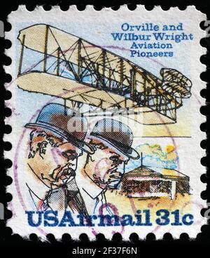 Fratelli Wright sul francobollo americano Foto Stock