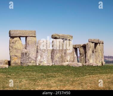 Stonehenge monumento preistorico, Amesbury, Wiltshire, Inghilterra, Regno Unito Foto Stock