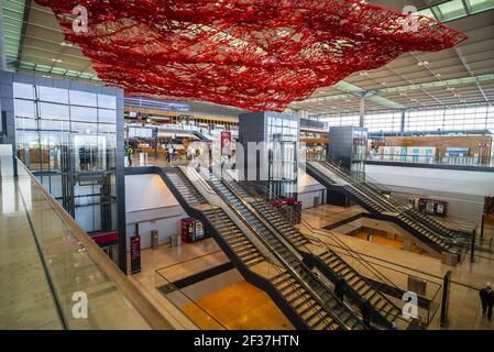 Berlino Aeroporto di Brandeburgo BER a Berlino - CITTÀ DI BERLINO, GERMANIA - 11 MARZO 2021 Foto Stock