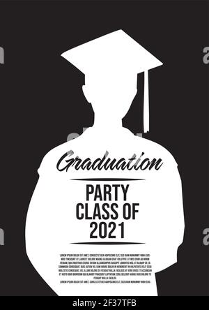Classe di graduazione di 2021 poster vettore modello di silhouette minimalistico Illustrazione Vettoriale
