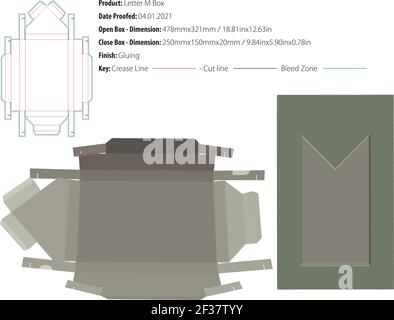 Modello di confezionamento Letter M Box fustellato - vettoriale Illustrazione Vettoriale
