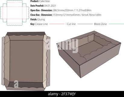 Confezione scatola per torte modello di incollaggio fustellato - vettore Illustrazione Vettoriale