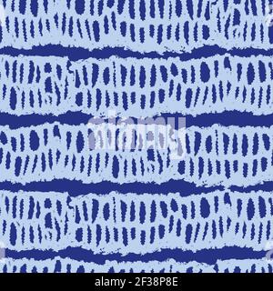 Vetector blue shibori monocromo righe grunge orizzontali 03 motivo senza cuciture. Adatto per tessuti, confezioni regalo e carta da parati. Illustrazione Vettoriale