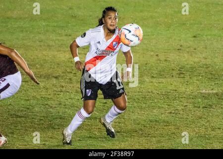 Buenos Aires, Argentina. 15 marzo 2021. Carolina Birizamberri (fiume 11) durante il gioco tra River Plate e Ferroviaria allo stadio Nuevo Francisco Urbano di Moron, Buenos Aires, Argentina. Credit: SPP Sport Press Photo. /Alamy Live News Foto Stock