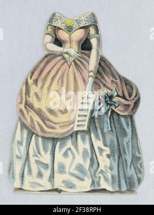 Stampa, Jenny Lind Paper Costume Doll, cantante in Concert-Toilette, ca. 1850 Foto Stock