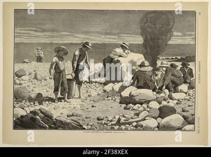 Print, Sea-Side Sketches-A Clam Bake, from Harper's Weekly, 23 agosto 1873, pag. 740, 1873 Foto Stock