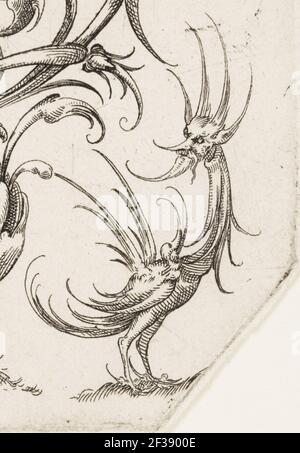 Stampa, Title Plate, di Die Folge der fantaschen Scmucksträße (Suite di fantastici Bouquet ornamentali), 1614 Foto Stock
