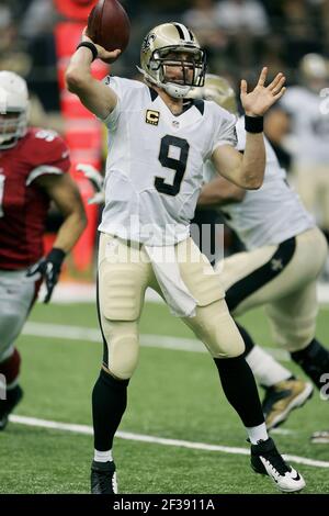 New Orleans Saints quarterback Drew Brees in azione durante una partita della National Football League. Foto Stock