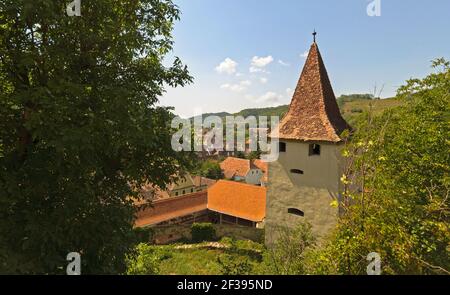 Parte della chiesa fortificata di Biertan, Romania Foto Stock