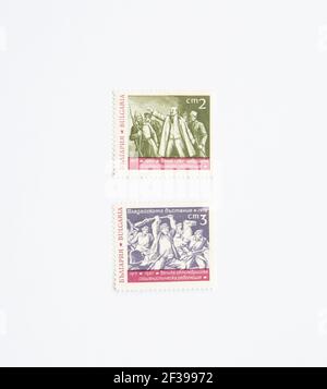 05.03.2021 Istanbul Turchia - usato e annullato Stamp. Un francobollo stampato in Bulgaria rivoluzione Lenin Foto Stock
