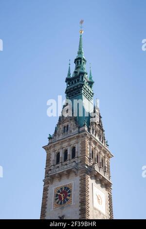 geography / travel, Germany, Hamburg, Inner Alster, city hall, city hall towe, Additional-Rights-Clearance-Info-Not-Available Foto Stock