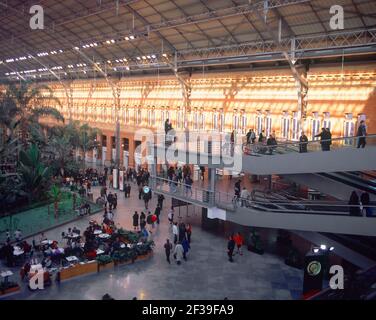 INTERNO - VISTA GENERALE DEL VESTIBOLO CENTRALE CON PLANTAS. Autore: RAFAEL MONEO 1937-. LOCALITÀ: ESTACION DE ATOCHA. MADRID. SPAGNA. Foto Stock