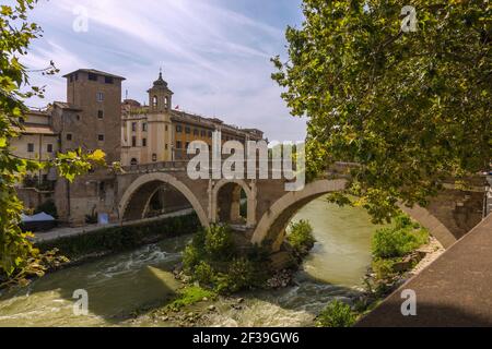 Geografia/viaggio, Italia, Lazio, Roma, Ponte Fabricio, ponte dal Champ-de-Mars all'Isola del Tevere, Additional-Rights-Clearance-Info-Not-Available Foto Stock