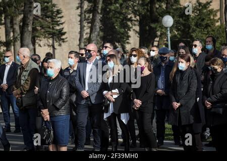 Funerali di Zlatko Saracevic al cimitero Mirogoj di Zagabria. Zlatko Saracević è un famoso giocatore croato di pallamano che ha vinto una medaglia d'oro con lo Yug Foto Stock