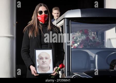 Funerali di Zlatko Saracevic al cimitero Mirogoj di Zagabria. Zlatko Saracević è un famoso giocatore croato di pallamano che ha vinto una medaglia d'oro con lo Yug Foto Stock