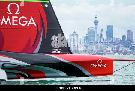 Auckland, Nuova Zelanda . 16 Marzo 2021. Emirates Team la Nuova Zelanda salpa durante la 36° finale della Coppa America a Auckland, Nuova Zelanda, 16 marzo 2021. (COR36/Studio Borlenghi/Handout via Xinhua) Credit: Xinhua/Alamy Live News Foto Stock