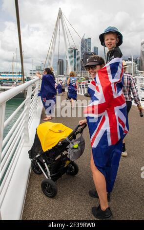 Auckland, Nuova Zelanda. 16 marzo 2021. La 36esima America's Cup presentata da PRADA, sostenitori della Nuova Zelanda nel Villaggio della Coppa America. Auckland, Nuova Zelanda. 16 Marzo 2021. Credit: Neil Farrin/Alamy Live News Foto Stock