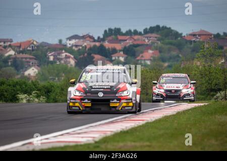 18 TIAGO MONTEIRO, (PORTOGALLO), KCMG, HONDA CIVIC TYPE R TCR, azione durante la Coppa del mondo 2019 FIA WTCR Touring Car, gara d'Ungheria a Hungaroring, Budapest dal 26 al 28 aprile - Foto Clemente Luck / DPPI Foto Stock