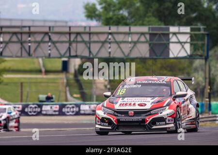 18 TIAGO MONTEIRO, (PORTOGALLO), KCMG, HONDA CIVIC TYPE R TCR, azione durante la Coppa del mondo 2019 FIA WTCR Touring Car, gara d'Ungheria a Hungaroring, Budapest dal 26 al 28 aprile - Foto Clemente Luck / DPPI Foto Stock