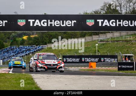 18 TIAGO MONTEIRO, (PORTOGALLO), KCMG, HONDA CIVIC TYPE R TCR, azione durante la Coppa del mondo 2019 FIA WTCR Touring Car, gara d'Ungheria a Hungaroring, Budapest dal 26 al 28 aprile - Foto Clemente Luck / DPPI Foto Stock
