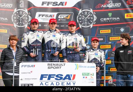 VALENTE Enzo (fra), F4 FFSA Academy, ritratto, DAVID Hadrien (fra), F4 FFSA Academy, Ritratto, DE GERUS Reshad (fra), F4 FFSA Academy, ritratto durante il campionato francese FFSA GT4 2019, dal 19 al 22 aprile, a Nogaro, Francia - Foto Jean Michel le Meur / DPPI Foto Stock