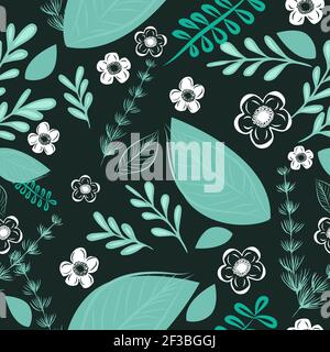 Uno sfondo senza interruzioni. Foglie verdi semplici. Illustrazione vettoriale Illustrazione Vettoriale