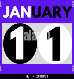 Gennaio 11 . Icona calendario giornaliero moderno .data, giorno, mese .calendario per il mese di gennaio Foto Stock