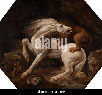 Horse attaced by a Lion (episodio C);Lion che attacca un Horse, tra il 1768 e il 1769. Foto Stock