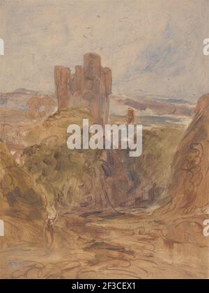 Castello di Tantallon (?), uno studio, ca. 1830. Precedentemente attribuito a Joseph Mallord William Turner e Peter DeWint Foto Stock