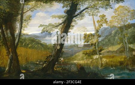 Paesaggio fluviale, c. 1590. Foto Stock
