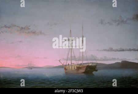 Lumber Schooners alla sera a Penobscot Bay, 1863. Foto Stock