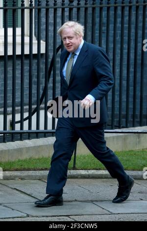 LONDRA, REGNO UNITO - 13 dicembre 2019: Boris Johnson arriva a 10 Downing Street il 13 dicembre 2019 a Londra, inghilterra Foto Stock