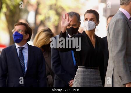 Spagna. 16 Marzo 2021. Re Felipe VI di Spagna, la regina Letizia di Spagna visita la fabbrica reale di arazzi il 16 marzo 2021 a Madrid, Spagna . Foto di Danapress/Royals-RS/Archie Andrews/ABACAPRESS.COM Credit: Abaca Press/Alamy Live News Foto Stock