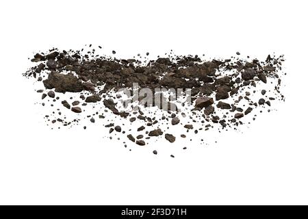 Rocce cadenti isolate su sfondo bianco.rappresentazione 3d. Foto Stock