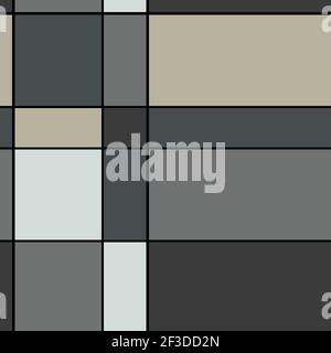 Campitura vettoriale senza giunture con quadratini e linee grigie. Semplice design dello sfondo con colori grigio chiaro. Illustrazione Vettoriale