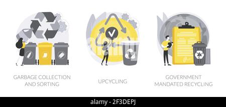 Problemi di raccolta e riciclaggio dei rifiuti illustrazioni vettoriali astratte concettuali. Illustrazione Vettoriale